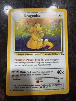 Dragonite Holo Rare 100 HP Fossil Pokemon Card 4/62 Wizards 1999 - Image 1
