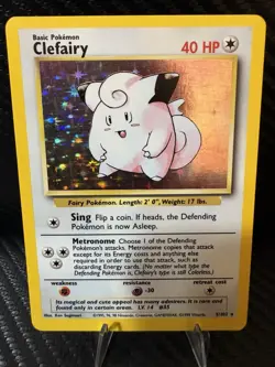 Pokemon Clefairy Holo 5/102 Base Set 1999 WOTC LP Vintage Holographic Card - Image 1