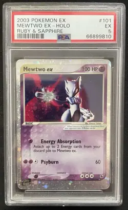 Pokemon Mewtwo ex EX Ruby & Sapphire Holo Ultra Rare #101 PSA 5 - Image 1