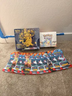 Pokemon TCG Surging Sparks Sealed Lot – Booster Box + ETB + 11 Sleeved Blisters - Image 1