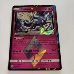 2018 XERNEAS 144/214- PRISM STAR LOST THUNDER Pokemon - ULTRA RARE - HOLO -MINT - Image 1
