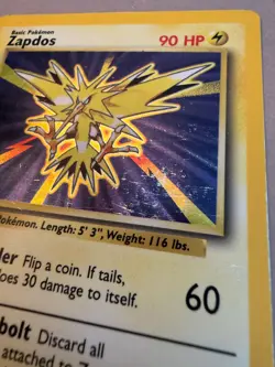 Zapdos 16/102 Holo 1999 Pokemon TCG Base Set Unlimited Rare Heavily Played HP - Image 2
