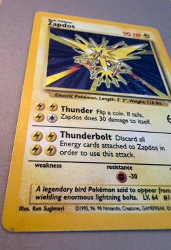 Zapdos 16/102 Holo 1999 Pokemon TCG Base Set Unlimited Rare Heavily Played HP - Image 3