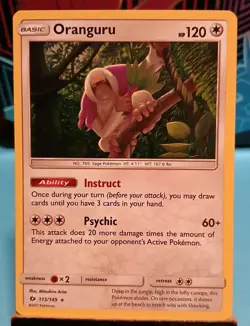 Oranguru 113/149 SM Base Set Holo 2017 Mint Condition Pokemon - Image 2