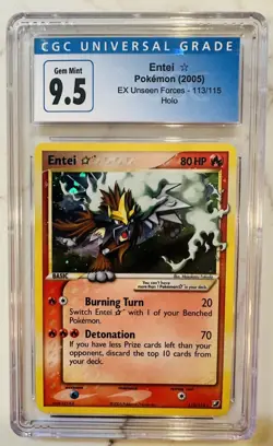 Pokemon Entei Gold Star EX Unseen Forces Holo Ultra Rare CGC 9.5/10 Gem Mint - Image 1