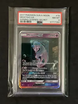 PSA 8 Mewtwo GX 78/73 Pokemon Sun & Moon Shining Legends Secret Rare NM-MT - Image 3