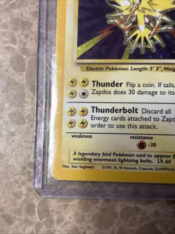Pokemon TCG Zapdos Base Set Holo Rare Card 1999 Unlimited, 16/102, Vintage WOTC - Image 4