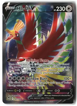 Ho-Oh V ⭐ 187/195 Holo Rare Ultra Silver Tempest 2022 Pokemon NM - Image 1