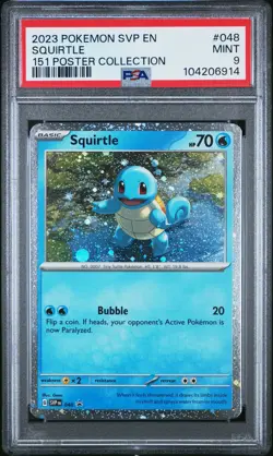 2023 POKEMON SVP EN-SV BLACK STAR PROMO 151 POSTER COLL #048 SQUIRTLE PSA 9 - Image 1