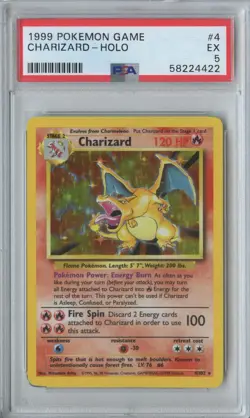 1999 POKEMON BASE SET UNLIMITED #4 CHARIZARD - HOLO PSA 5 - Image 1
