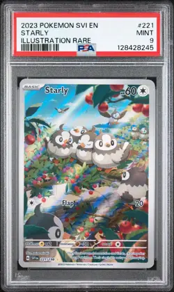 2023 POKEMON SVI EN-SCARLET & VIOLET ILLUSTRATION RARE #221 STARLY PSA 9 - Image 1