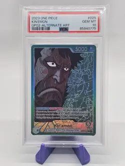 One Piece Card Game TCG OP02-025 Kin'emon Alt Art Leader PSA 10 - Image 1