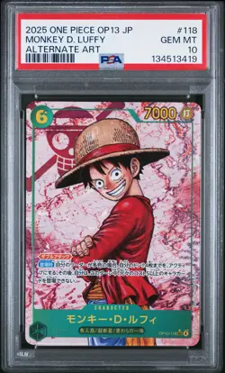 2025 ONE PIECE JPN OP13-CARRYING ON HIS WILL #118 MONKEY D. LUFFY PSA 10 - Image 1