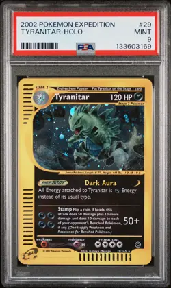 PSA 9 TYRANITAR 29/165 | Expedition WOTC Holo Graded English Pokemon Card - Image 1