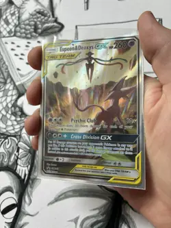 Pokemon Espeon & Deoxys GX SM240 Unified Minds Holo Promo TAG TEAM Card - Image 1