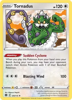 TORNADUS - RARE - BRILLIANT STARS - POKEMON CARD TCG - 126/172 - Image 1
