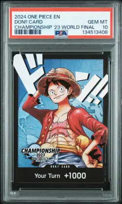 2024 ONE PIECE PROMOS CHAMP 2023 WORLD FINAL DON!! CARD PSA 10 - Image 1