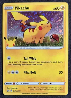 Pokemon TCG Pikachu SWSH039 Sword & Shield Holo Black Star Promo Card - Image 1