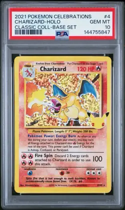 2021 Pokemon Celebrations Charizard Holo Classic Coll Base Set PSA 10 - Image 1