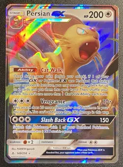 Persian GX UR 149/214 Pokemon TCG S&M Unbroken Bonds Full Art Ultra Rare Holo NM - Image 1