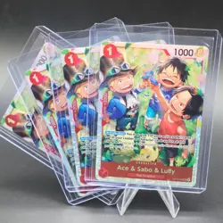 One Piece Ace & Sabo & Luffy OP13-007 SR Carrying On His Will Holo Playset of 4x - Image 1