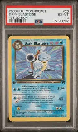 PSA 6 DARK BLASTOISE 1st Edition 2000 Pokemon Rocket Card 20/82 - Image 1