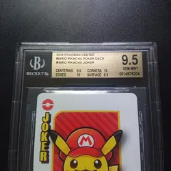 BGS 9.5 Mario Pikachu Joker Pokemon Center Poker Deck Playing Card BGS - Image 2
