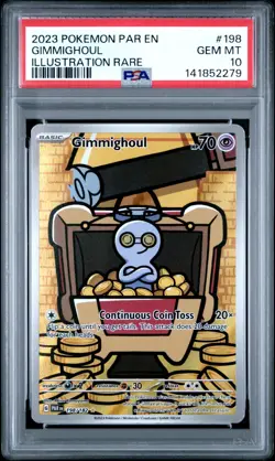 2023 POKEMON PAR EN-PARADOX RIFT ILLUSTRATION RARE #198 GIMMIGHOUL PSA 10 - Image 1