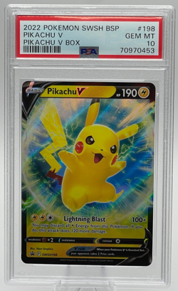 2022 POKEMON SWSH BLACK STAR PROMO #198 PIKACHU V PSA 10 GEM MINT - Image 1