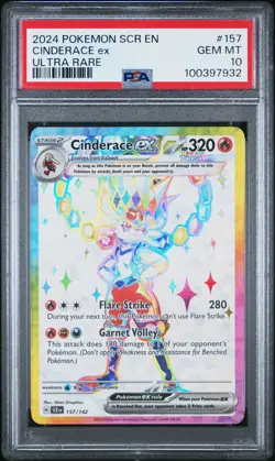 2024 POKEMON SCR EN-STELLAR CROWN ULTRA RARE #157 CINDERACE EX PSA 10 - Image 1