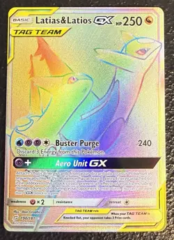 Pokemon Latias and Latios GX #190 pokemon tag team secret rainbow rare - Image 1
