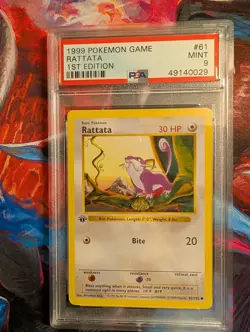 1999 POKEMON #61 RATTATA 1ST EDITION SHADOWLESS BASE SET MINT PSA 9 - Image 1