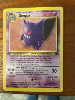 Pokemon Gengar TCG 20/62 1st Edition Non-Holo Card Fossil - Image 4