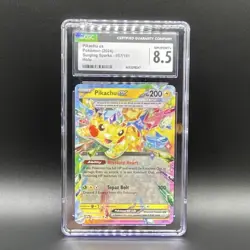 Pokemon Pikachu ex 2024 Sv08: Surging Sparks 057/191 CGC 8.5 Double Rare Holo - Image 1