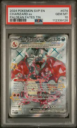 2024 Pokemon SVP EN-SV Black Star Promo #074 Charizard EX Paldean Fates PSA 10 - Image 1