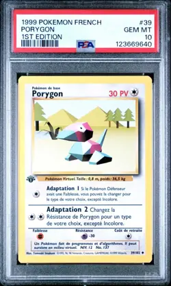 1999 POKEMON PORYGON 1ST EDITION PSA 10 - Image 1