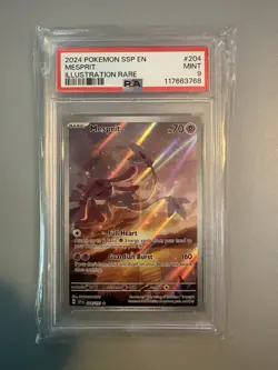 Mesprit 2024 Pokemon Surging Sparks Illustration Rare #204 PSA 9 - Image 1