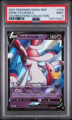 2021 POKEMON SWSH BLACK STAR PROMO | CELEBRATIONS DARK SYLVEON V 134 PSA 9 - Image 1