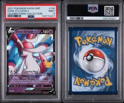 2021 POKEMON SWSH BLACK STAR PROMO | CELEBRATIONS DARK SYLVEON V 134 PSA 9 - Image 3