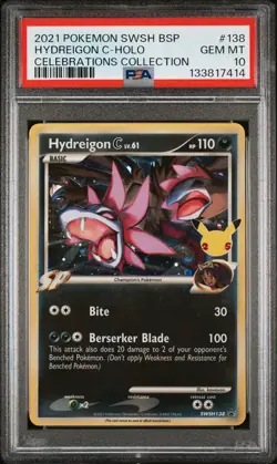2021 Pokemon Celebrations Hydreigon C SWSH138 PSA 10 GEM MINT Promo - Image 1