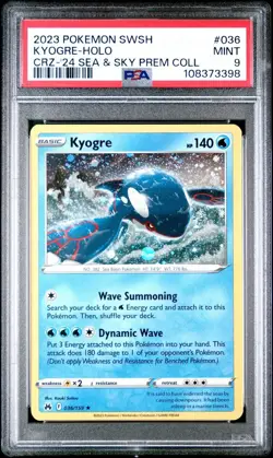 2023 Crown Zenith Sea & Sky Premium Collection Promo #036 Kyogre Holo PSA 9 Card - Image 1