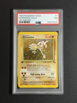 Hitmonlee 7/62 1st Edition Holo Fossil PSA 7 Pokemon Card New Cert - Image 1