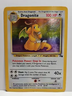 Dragonite 4/62 Fossil Holo Unlimited Vintage Pokemon Card HP - Image 1