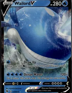 Wailord V Ultra Rare Champion's Path 13/73 Water Pokemon Card TCG - Image 1