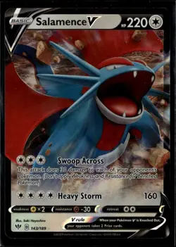 Salamence V Ultra Rare SWSH03: Darkness Ablaze 143/189 Colorless Pokemon Card T - Image 1