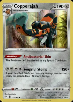 Copperajah Holo Rare SWSH03: Darkness Ablaze 132/189 Metal Holo Pokemon Card - Image 1