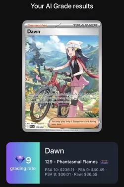 Pokemon Dawn Trainer Full Art Holo Ultra Rare 129/094 Phantasmal Flames - Image 3