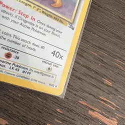 Pokemon Dragonite 4/62 Holo Unlimited Fossil (1999) WOTC Unlimited TCG HP - Image 3