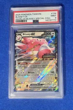 2024 Pokemon TWM EN Blissey ex Double Rare Extended Art #134 PSA 9 MINT - Image 1