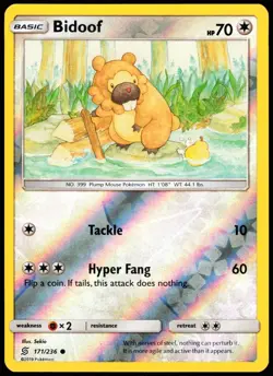 Pokemon - BIDOOF- 171/236 - Reverse Holo - Unified Minds - NM/M - Image 1